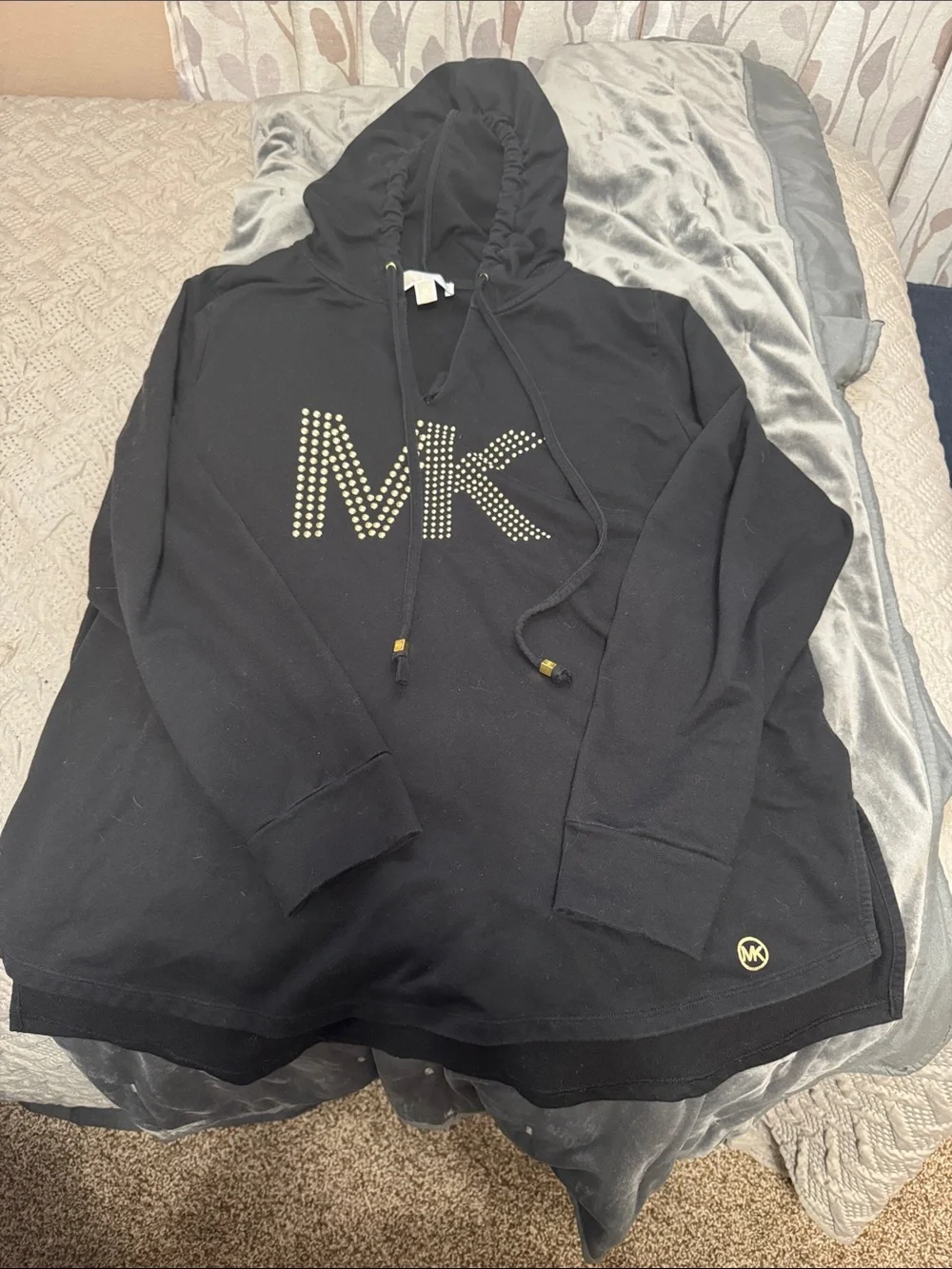 Michael Kors Black Hoodie with Gold Studded MK Logo
